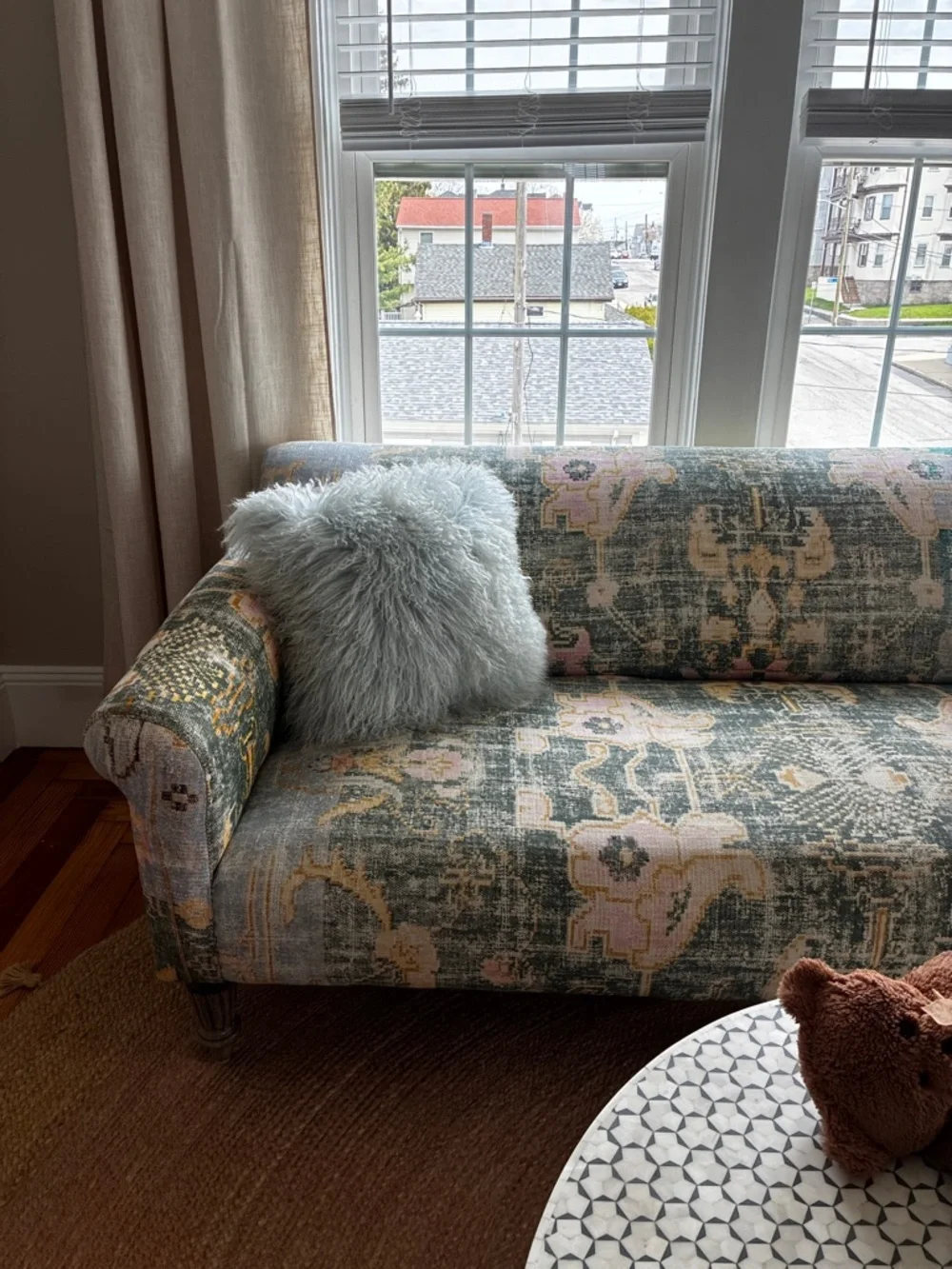 Anthropologie Pale Blue Mongolian Fur Accent Pillow
